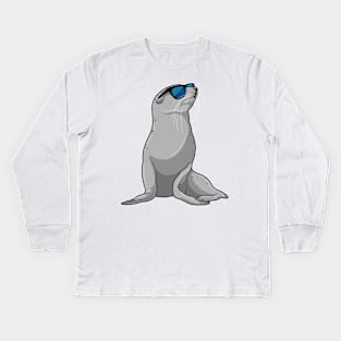 Seal with Sunglasses Kids Long Sleeve T-Shirt